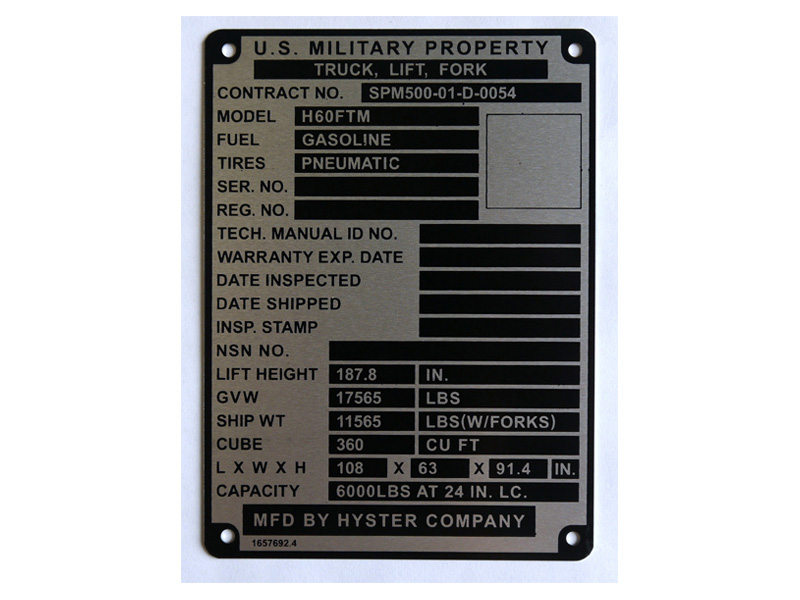 Rating Specification Plates Custom Data Plates Labels