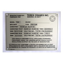 product nameplate for Terex Cranes